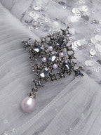 Silver Gray Buckle Sequin Sweetheart Neckline Long Sleeve Sheath Maxi Dress