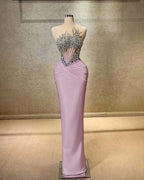 Strapless Sleeveless Long Mermaid Prom Dress With Beading Pleated YK0451