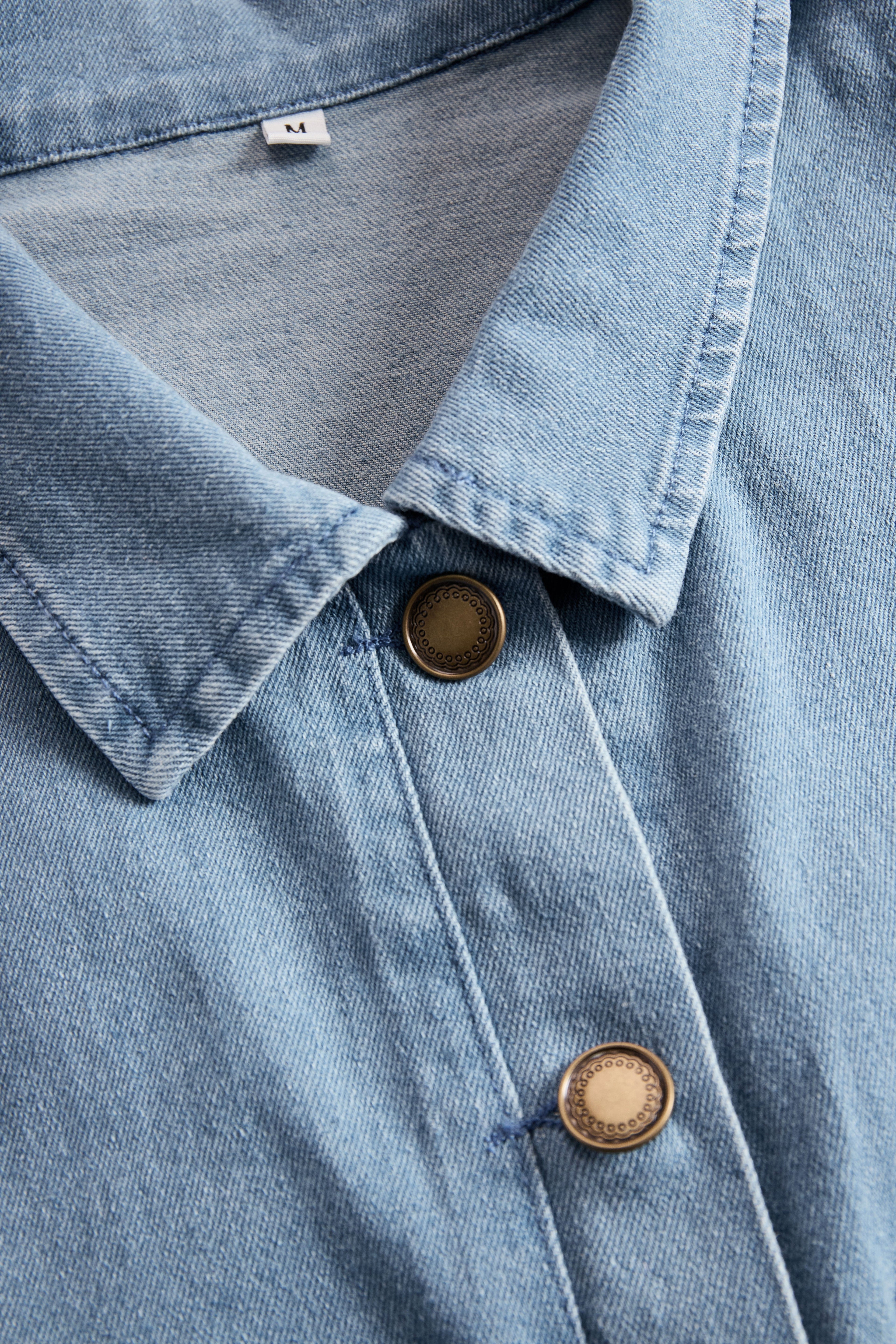 Casual Retro Light Blue Denim Flared Long-Sleeved Wide-Leg Raw Edge Jumpsuit