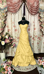 Cocoslly Strapless Sweetheart Sleeveless High Waist Long A Line Prom Dress With Ruffles | Black Red Satin PRD0034