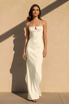 Cocoslly Spaghetti Straps Sleeveless High Waist Long Mermaid Prom Dress | Black Satin NW0254