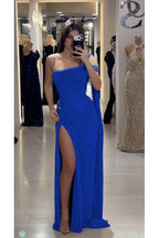 Cocoslly Sleeveless High Waist Long Prom Dress With Deep Split | Olive Green Chiffon CO0146