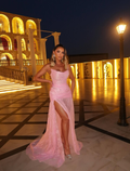 Strapless Sleeveless Long Mermaid Prom Dress With Split Appliques YK0231