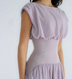 Cocoslly Bateau Simple Summer Sleeveless Long Prom Dress With Beadings | Lilac Chiffon ZT0652