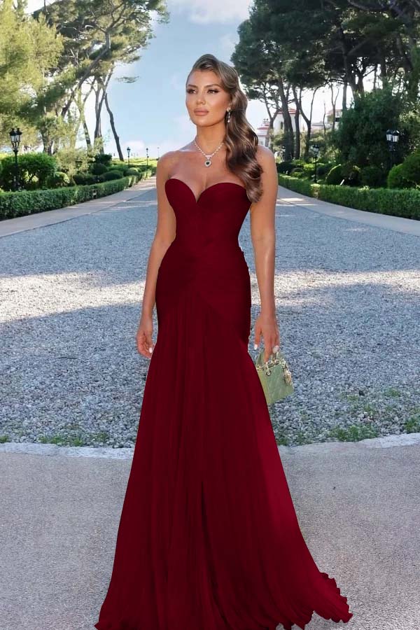 Strapless Sweetheart Sleeveless Long Prom Dress With Pleated JQ0100