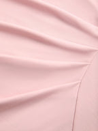 Pink 3D Floral Ruched Knit Asymmetrical Short Sleeve Bodycon Midi Dress