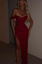 One Shoulder Strapless Sleeveless Long Mermaid Prom Dress With Split MS0185