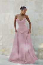 Stunning Strapless Sleeveless Long Prom Dress With Pleated Beading WQ0428