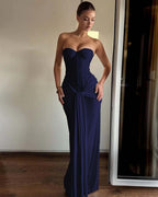 Strapless Sweetheart Sleeveless Long Mermaid Prom Dress With Pleated YK0363