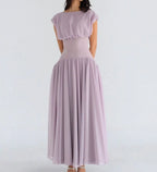 Cocoslly Bateau Simple Summer Sleeveless Long Prom Dress With Beadings | Lilac Chiffon ZT0652