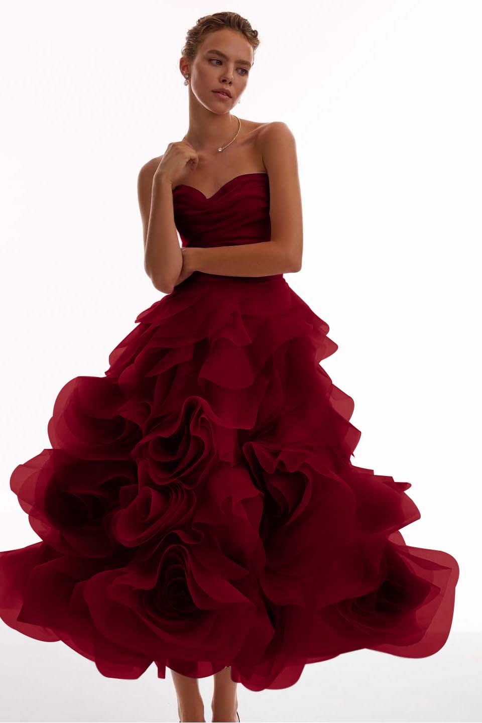 Chic Strapless Sweetheart Sleeveless Long Prom Dress With Pleated WQ0126