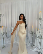 Strapless Sleeveless Long Mermaid Prom Dress With Beading Pleated YK0274
