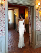 Straps Sleeveless Long Mermaid Prom Dress With Appliques Pleated YK0253