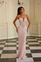 Chic Strapless Sleeveless Long Mermaid Prom Dress With Beading WQ0278