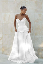 Stunning Strapless Sleeveless Long Prom Dress With Pleated Beading WQ0428