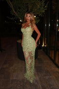 Halter Sleeveless Long Mermaid Prom Dress With Lace Embroidery WQ0329