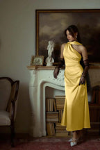 One Shoulder Sleeveless Long Mermaid Prom Dress With Pleated YK0042