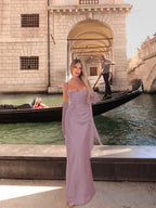 Spaghetti Strap Sleeveless Long Mermaid Prom Dress With Gloves YK0575