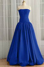Sleeveless Strapless Long Ball Gown Prom Dress With Pleated WQ0345