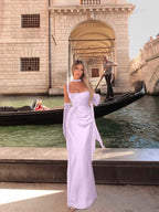 Spaghetti Strap Sleeveless Long Mermaid Prom Dress With Gloves YK0575