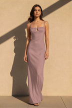 Cocoslly Spaghetti Straps Sleeveless High Waist Long Mermaid Prom Dress | Black Satin NW0254