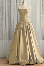 Sleeveless Strapless Long Ball Gown Prom Dress With Pleated WQ0345