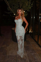 Halter Sleeveless Long Mermaid Prom Dress With Lace Embroidery WQ0329