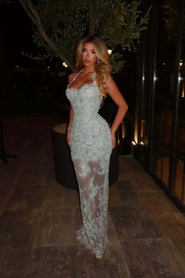 Halter Sleeveless Long Mermaid Prom Dress With Lace Embroidery WQ0329