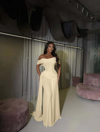 Tulle Off-The-Shoulder Strapless Sleeveless Long Mermaid Prom Dress With Pleated And Train YK0619