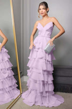 Spaghetti Strap V Neck Sleeveless Long Prom Dress With Pleated WQ0250