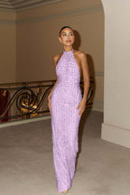 Halter Backless Sleeveless Long Mermaid Prom Dress With Beading WQ0078