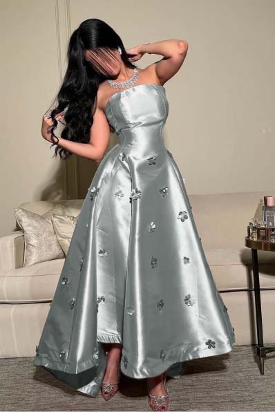 Strapless Sleeveless Long Prom Dress With Pleated Appliques WQ0031