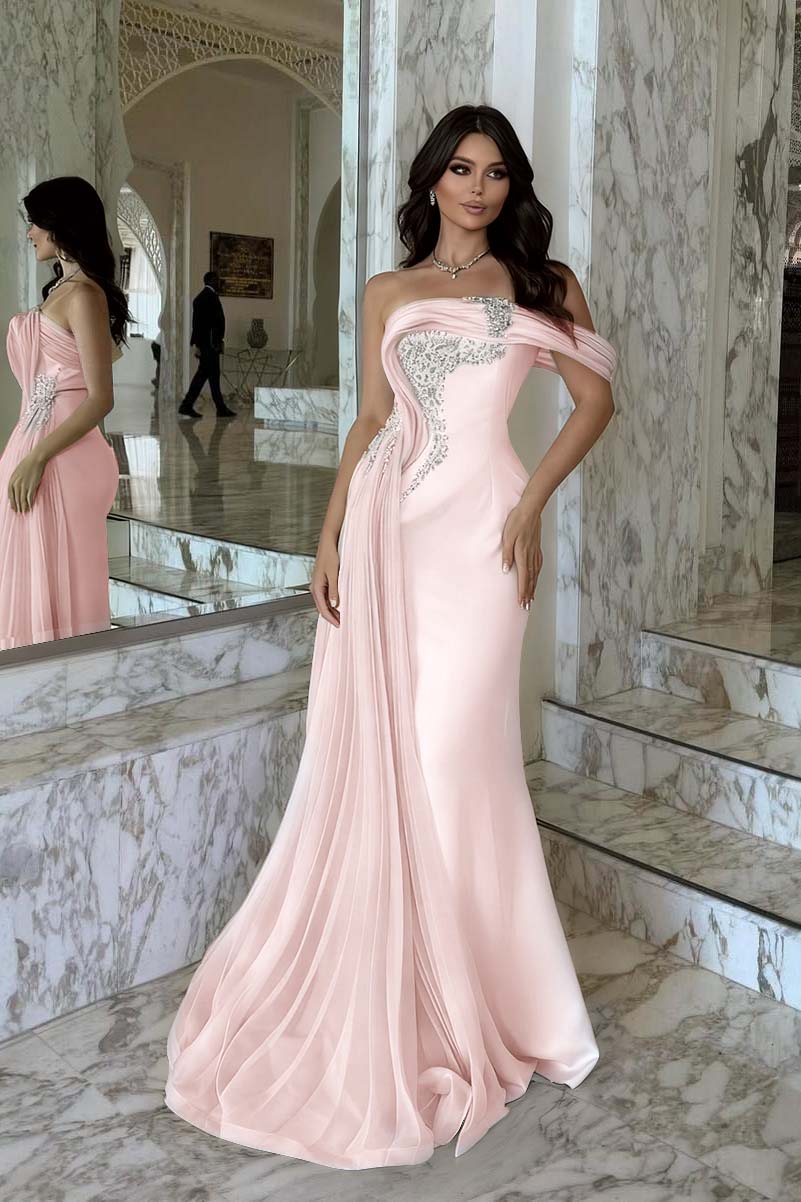One Shoulder Sleeveless Long Mermaid Prom Dress With Beading WQ0029