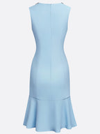 Light Blue Rhinestone Classic Crew Neck Sleeveless A-Line Mini Homecoming Dress