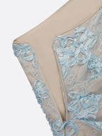 Light Blue Lace Jacquard One Shoulder Sleeveless Mermaid Floor-length Gown Dress