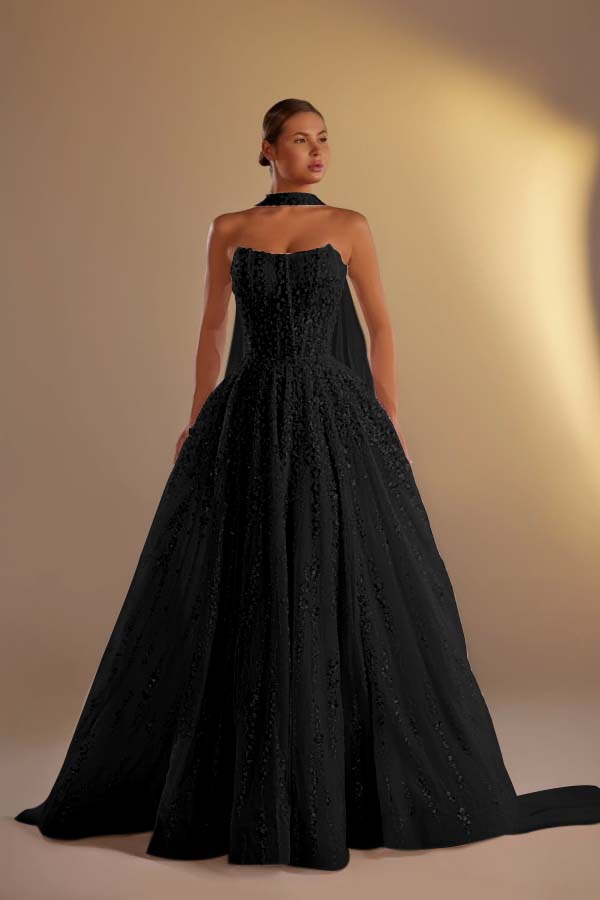 Strapless Sleeveless Long A Line Prom Dress With Pleated Beading WQ0308