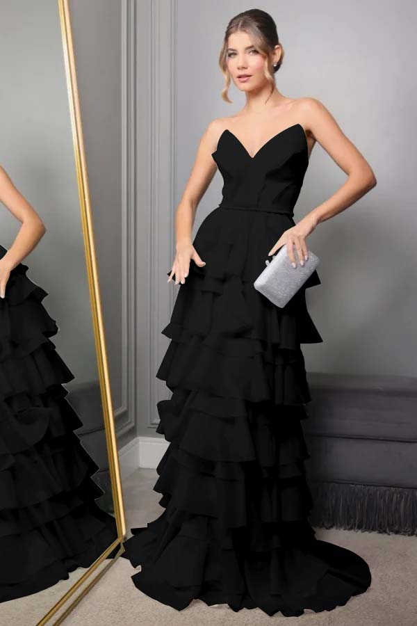 Spaghetti Strap V Neck Sleeveless Long Prom Dress With Pleated WQ0250