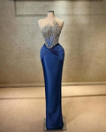 Strapless Sleeveless Long Mermaid Prom Dress With Beading Pleated YK0451