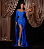 V-Neck One Shoulder Single Sleeve Long Mermaid Prom Dress With Beadings And High Split YK0627