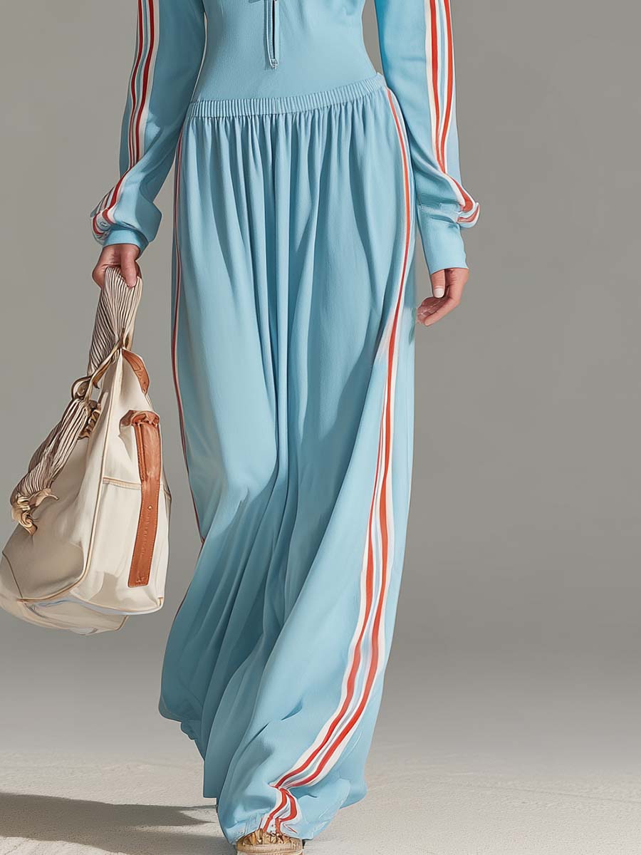Women鈥檚 Zip-Up Sporty Long Sleeve Athleisure Dress