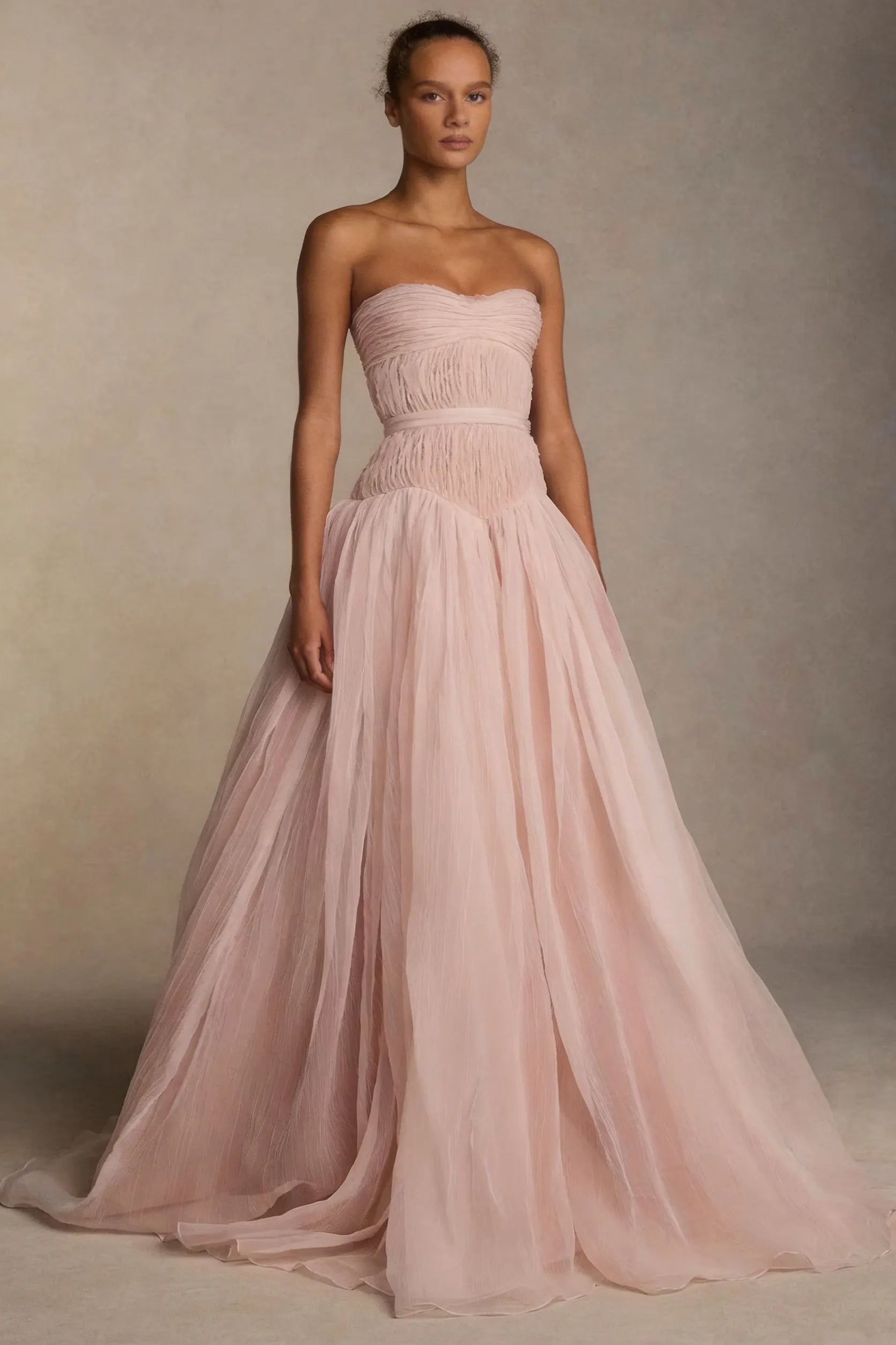 Cocoslly Strapless Sleeveless High Waist Long Prom Dress With Pleated | White Chiffon YC0565