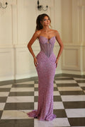 Chic Strapless Sleeveless Long Mermaid Prom Dress With Beading WQ0278
