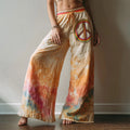 Women's Vintage Hippie Tie-dye Peace Print Casual Pants
