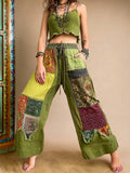 Hippie Bohemian Patchwork Blockprint Linen Trousers