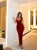 Spaghetti Strap Sleeveless Long Mermaid Prom Dress With Pleated YK0527