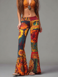 Hippie Bohemian Retro Patchwork Design Women's Casual Flared Pants