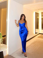 Spaghetti Strap Sleeveless Long Mermaid Prom Dress With Pleated YK0527