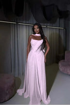Cocoslly Strapless Sleeveless High Waist Long Prom Dress With Appliques And Scarf | Daffodil Chiffon YQ0072