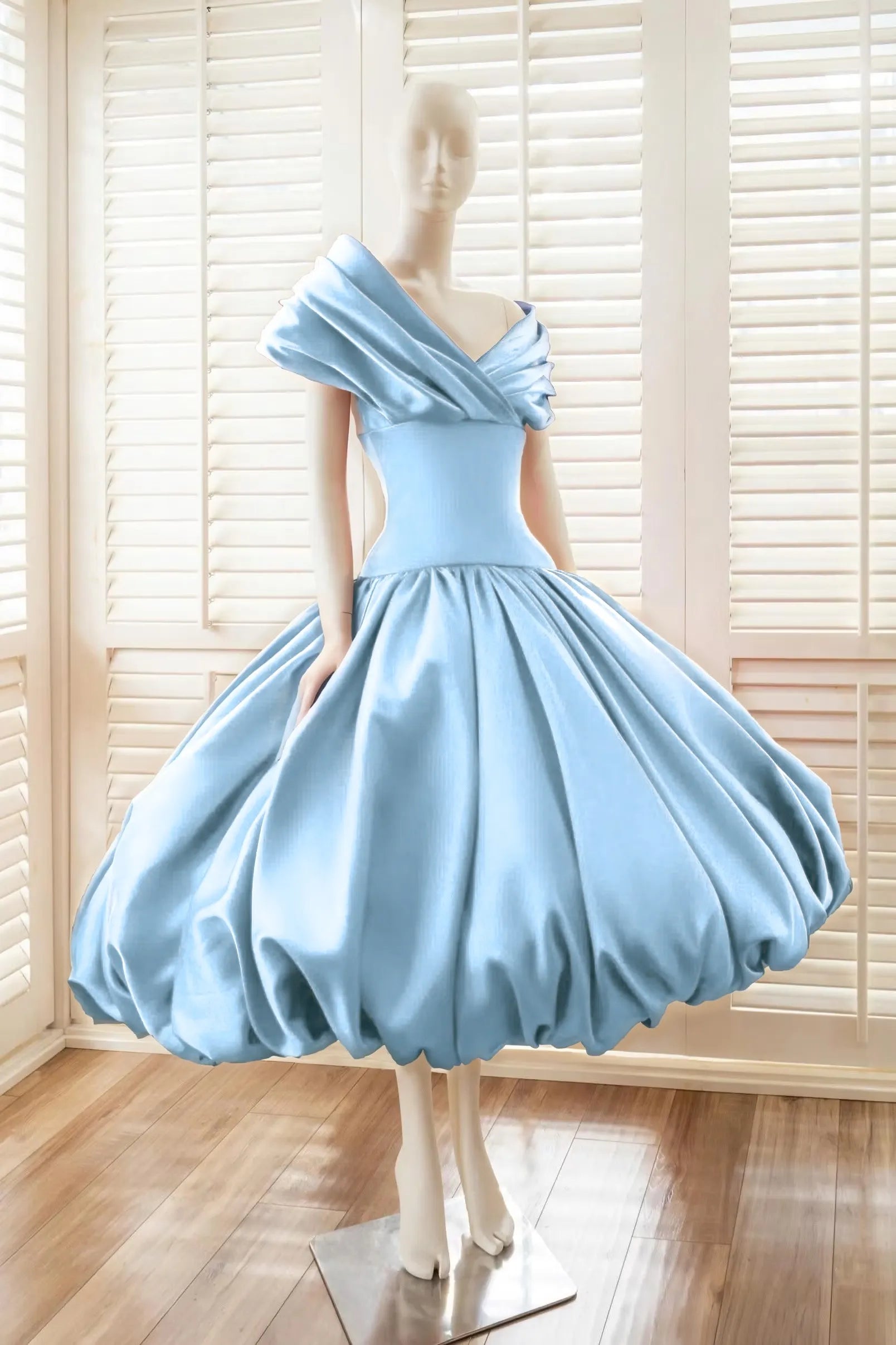 Cocoslly Off-The-Shoulder Sleeveless High Waist Long A Line Prom Dress With Pleated | Red Satin YC0571
