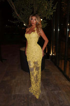 Halter Sleeveless Long Mermaid Prom Dress With Lace Embroidery WQ0329